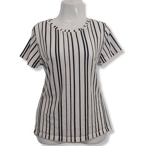 Concepts - Ruffle Back Black & White Stripped Blouse Size S